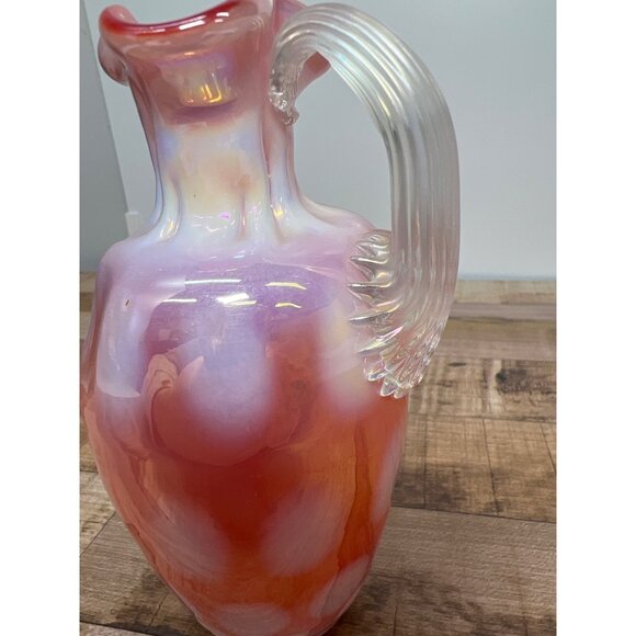 RARE Gibson 2003 Pink Opalescent Coin White Dots Pitcher 6 X 3 1/2" - Picture 3 of 5